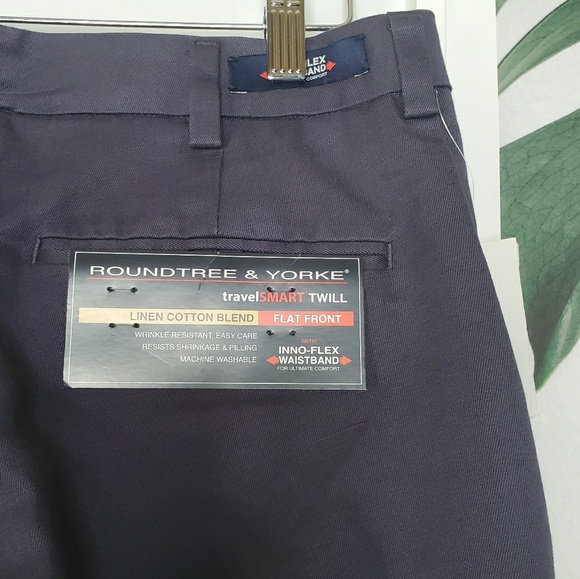 Roundtree Yorke Travel Smart Twill Linen Flat Blue NEW - Picture 4 of 4